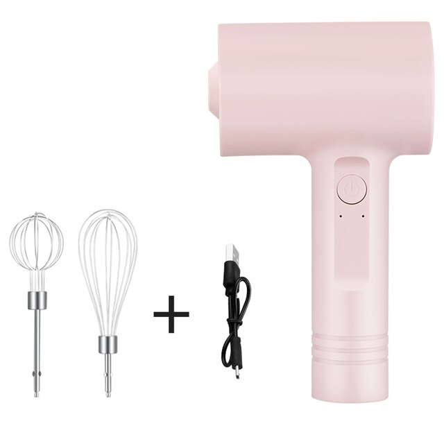 Wireless Electric Food Mixer Portable Hand Blender Rechargeable Dough Blender Egg Beater Baking Hand Mixer Kitchen Tools: Pink