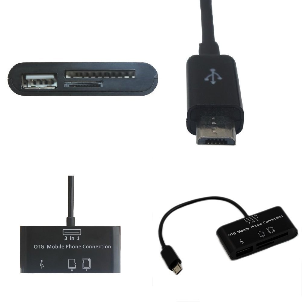 USB Connection Kit HUB SD Micro-SD Card Reader Adapter For OTG Mobile Phone