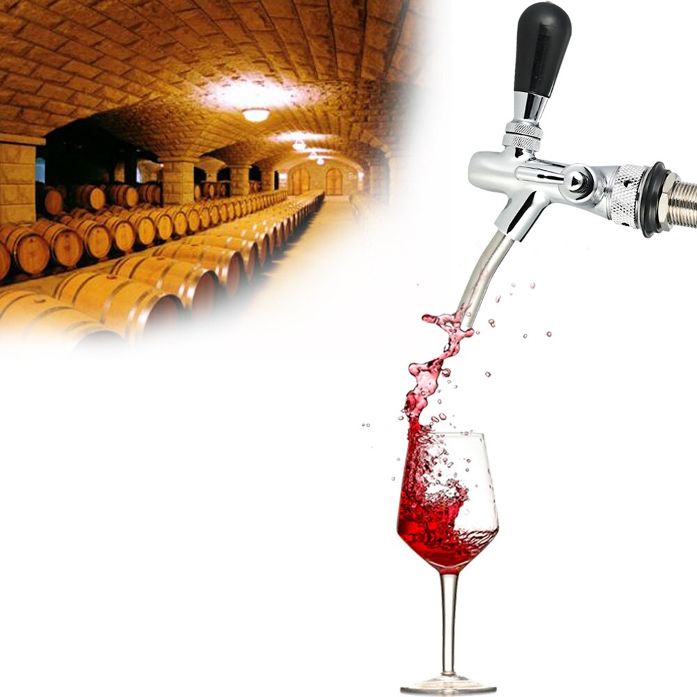 Adjustable Flows Chrome Draft Beer Tap G5/8 Shank Long Stem Brew Beer Keg Taps with Ball Lock Disconnect for home or commercial