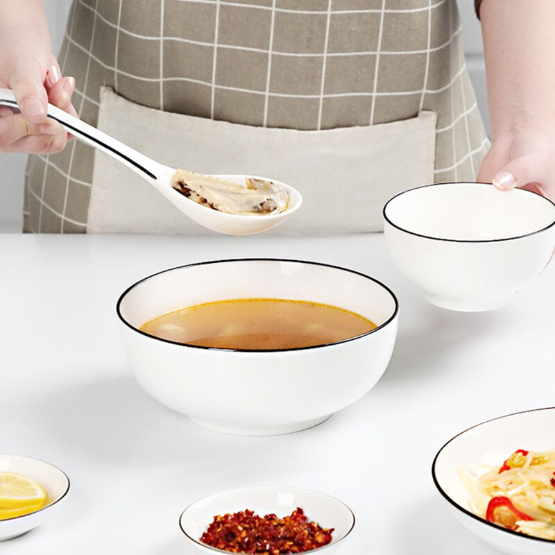 White Dinnerware Set Porcelain Spoon Bowl Plate for Home Use Everyday Use FEA889