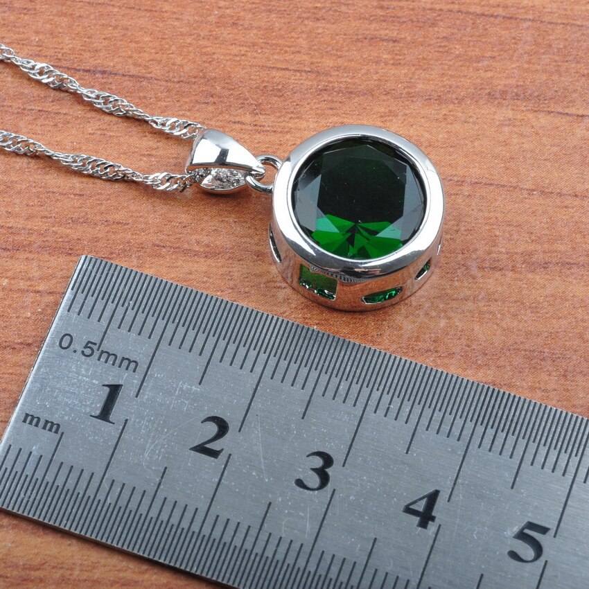 Bruids Bruiloft Sieraden Sets Oorbellen En Ketting Set Voor Vrouwen Kostuum Groen Zirconia Ronde Accessoires Js0370