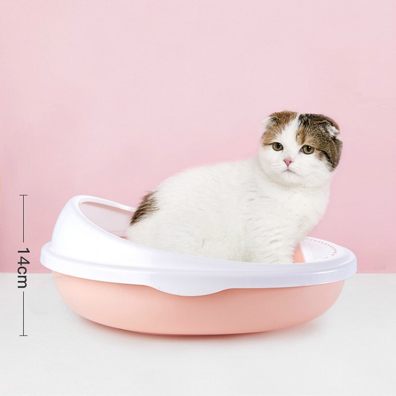 Haustier Wc Bettpfanne Abnehmbare Anti-Spritzen Katzenstreu Kasten Freies Katzenstreu Spachtel Kätzchen Halb geschlossene Reinigen Kunststoff wurf Kasten