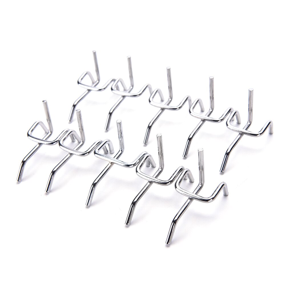 5cm Peg Board Hooks Board Wall Retail Display Shop Peg Slat Walling Home Hanger Chrome Metal Stainless Steel 10 Pcs