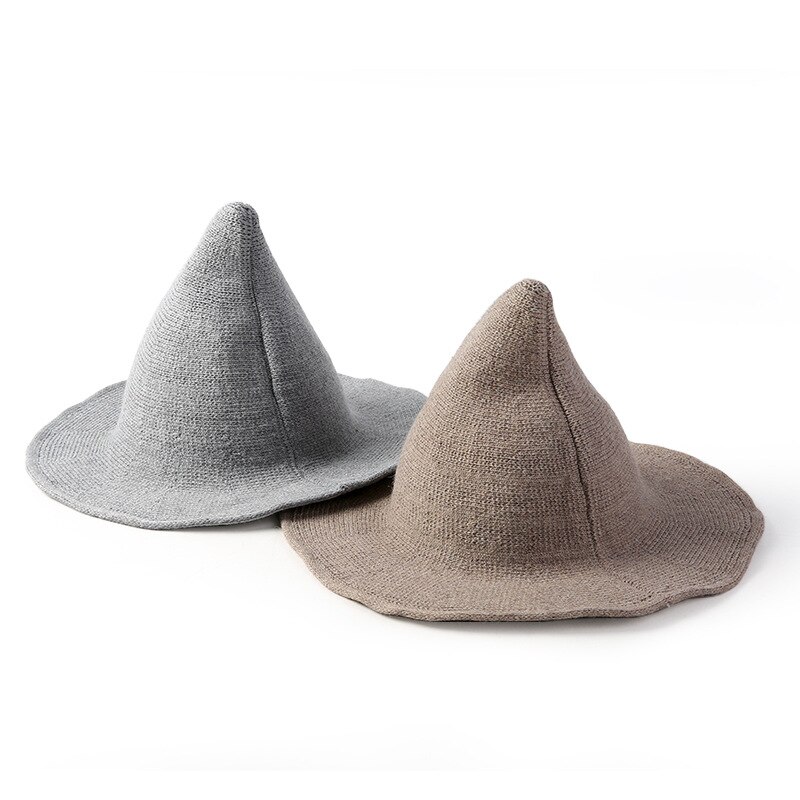 Sombrero de bruja de para otoño e invierno, accesorios de disfraces de lana, sombrero de cubo puntiagudo para Cosplay, Brujo mágico