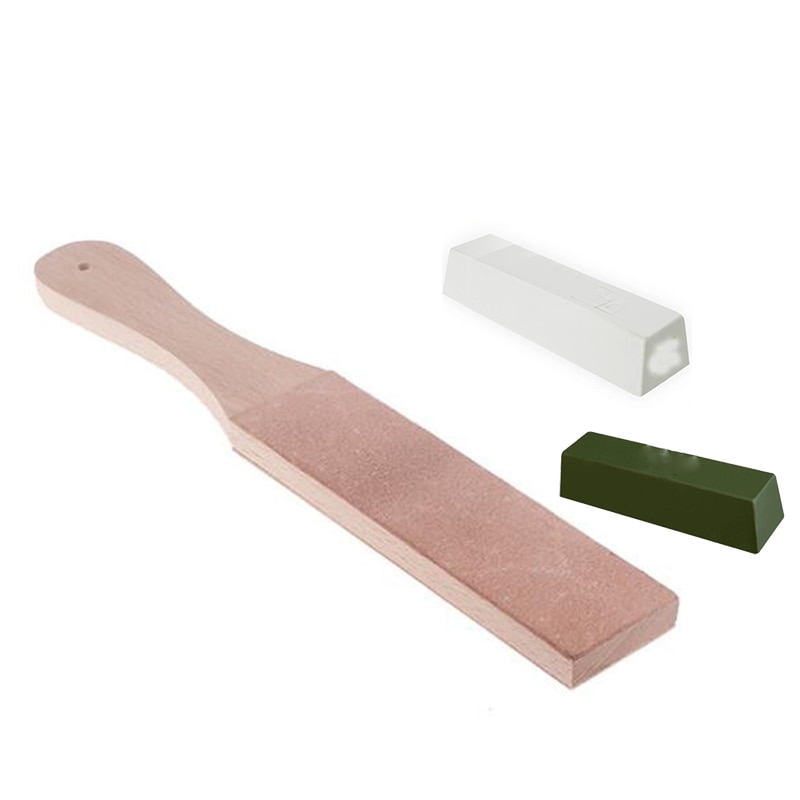 Leather Strop with Compounds Kit, 1 Piece Leather Honing Strop Block Stropping Leather Paddle Strop with 2 Pieces 4.58 oz G/W