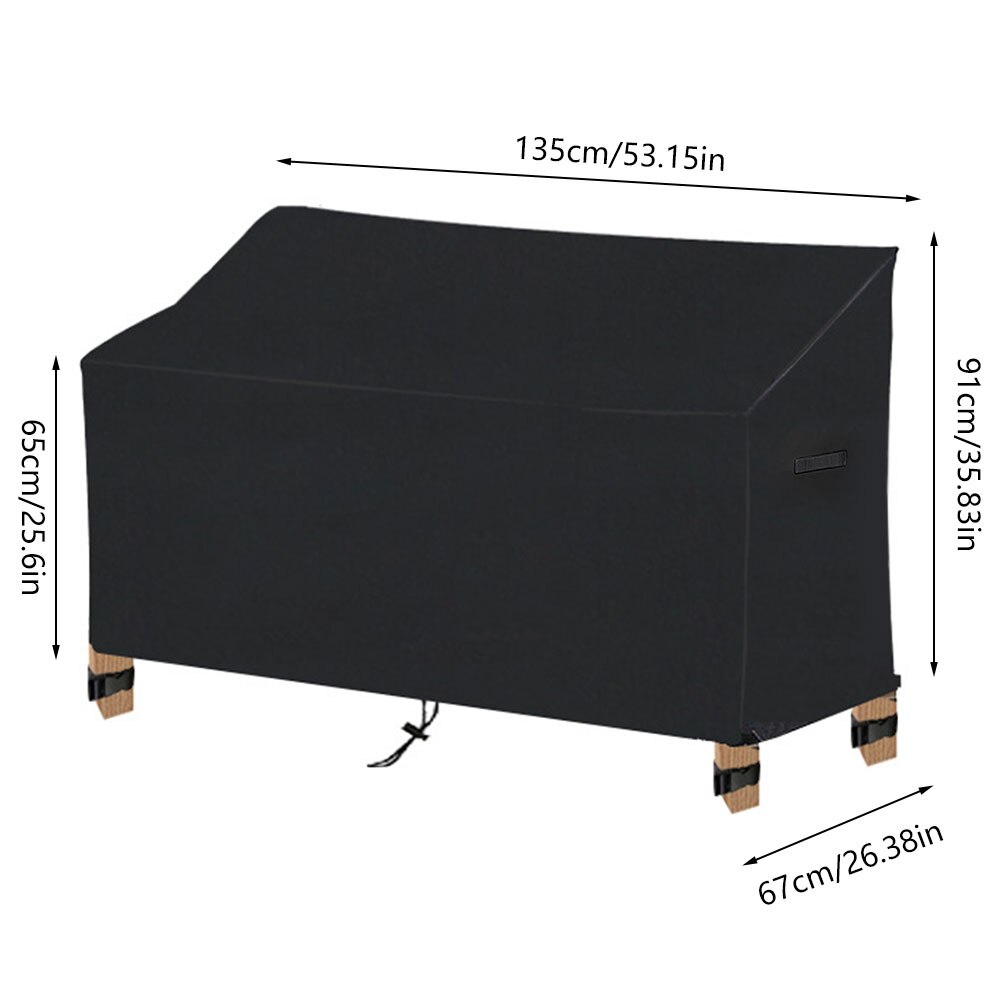2-Seater Garden Bench Protective Cover Outdoor Waterproof Windproof UV Resistant Couch Furniture Sofa Cover with Side Tie Straps: M