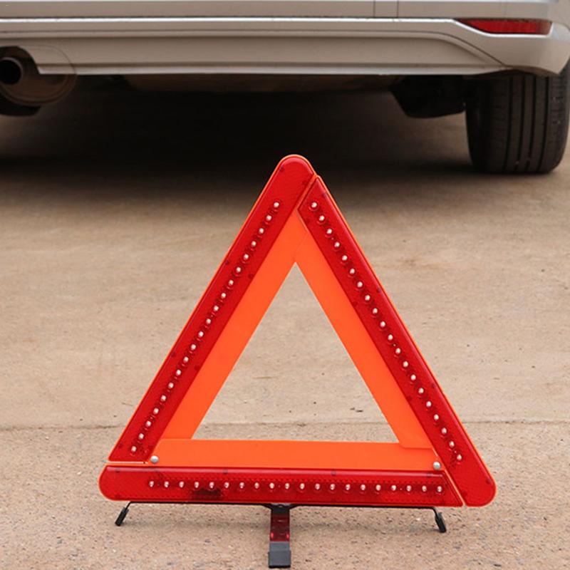 Car Tripod Auto Reflective Warning LED Light Triangle Sign Eye Catching Parking Safety Sign ABS Non-slip Anti Blow Away Durable