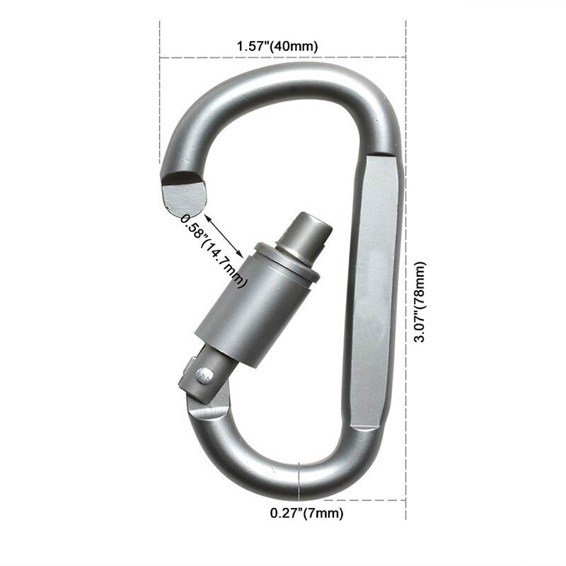 4- kleurige karabijnhaak voor het vergrendelen van sleutelhangers, sterke aluminium d-ringvormige sleutelhanger voor buiten kamperen en backpacken, sleutelhangerclip