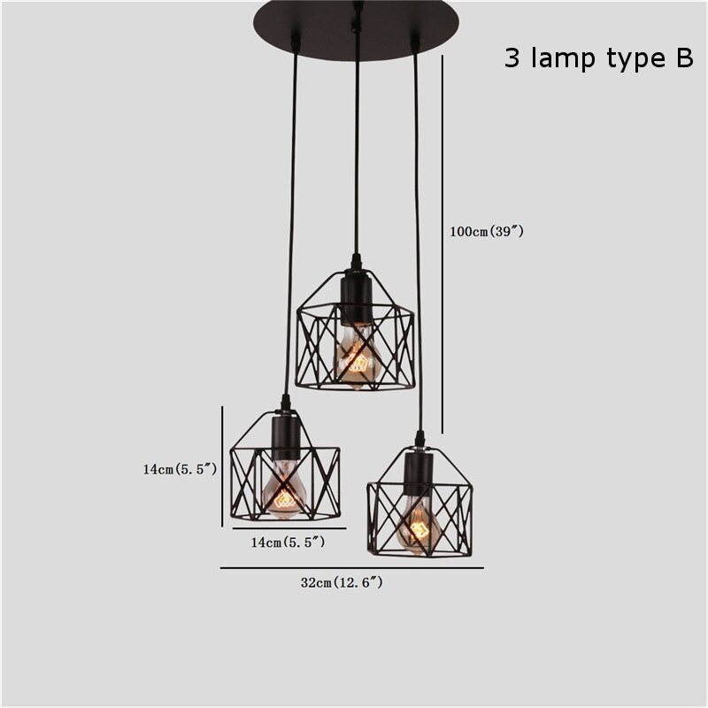 American rustic industrial kitchen island lamp cafe hanging light modern lighting fixtures Minimalist: 3-lamp Style B