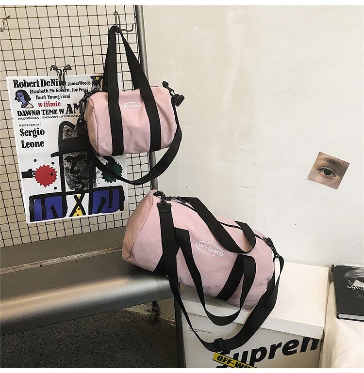 Original Handbag Duffel Bag Couple Travel Bag Large Capacity Sports Training Gym Bag Lightweight Short-distance Bag: Pink / L42cmx25cmx25cm