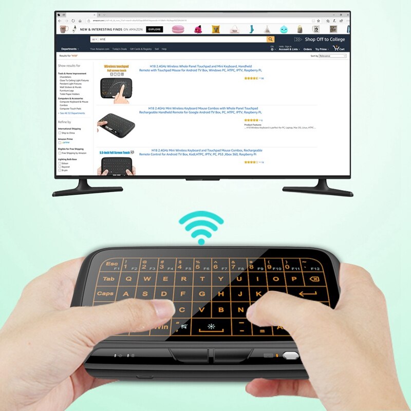 H18+ Wireless Air Mouse Mini Keyboard Full Sn Press 2.4GHz Keyboard Touchpad with Backlight Function for Smart TV PS3