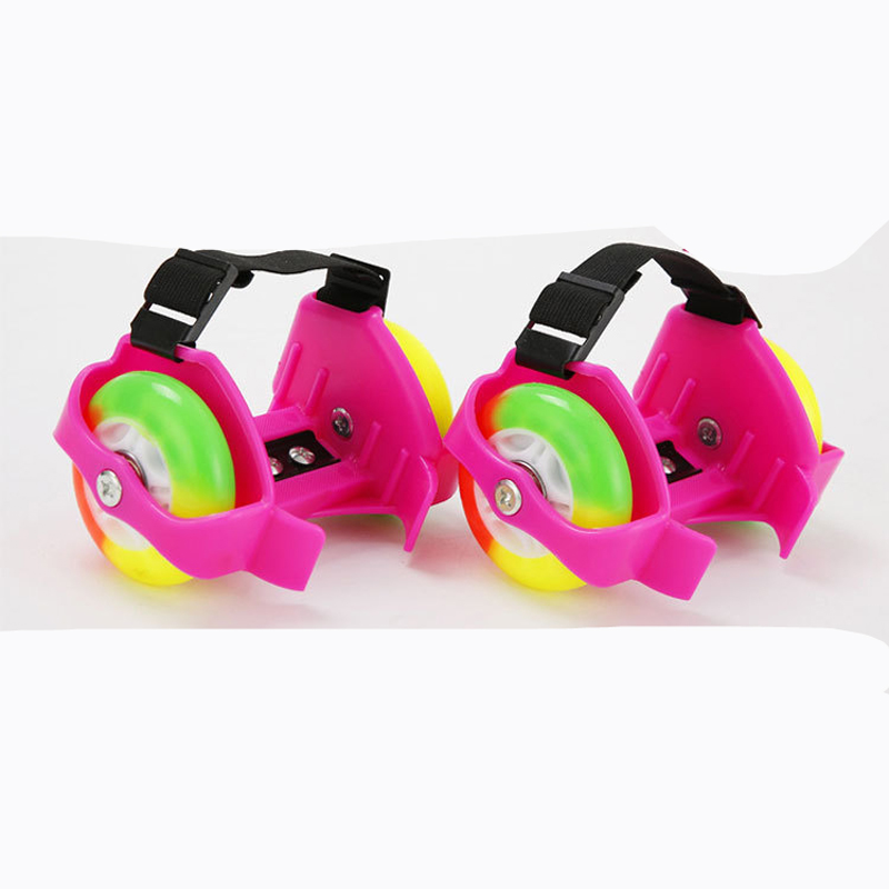 Patines portátiles de ruedas dobles para niños y niñas, 1 par: Pink
