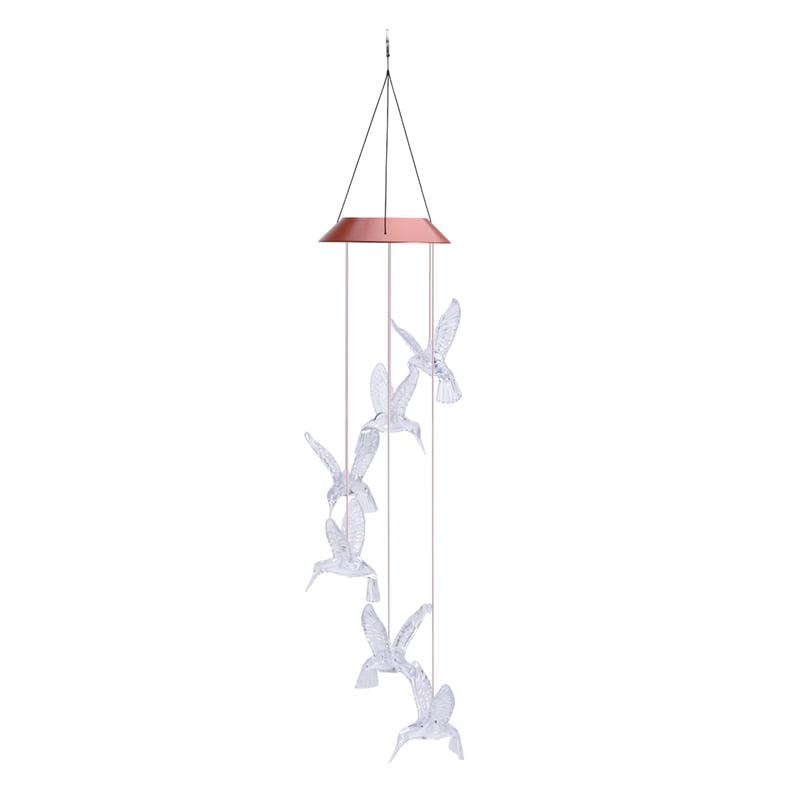 Bestoyard Solar Flamingo Boom Licht Wind Chime Dangler Led Multi-color Nachtlampje Voor Tuin Patio Decoratie (Hummingbird)