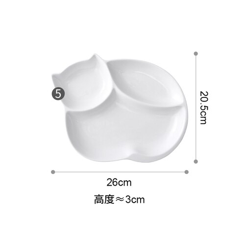 Plato divisor de cerámica blanco puro para niños, divididos surtido de alimentos para el hogar, separación de fruta, postre, plato de fruta seca: 3 grid