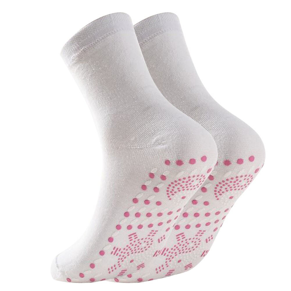 2Pcs Mannen/Vrouwen Unisex Winter Warm Zelfopwarming Gezondheid Sokken Pijnbestrijding Outdoor Anti-Koude Therapie magnetische Thermische Kousen: White