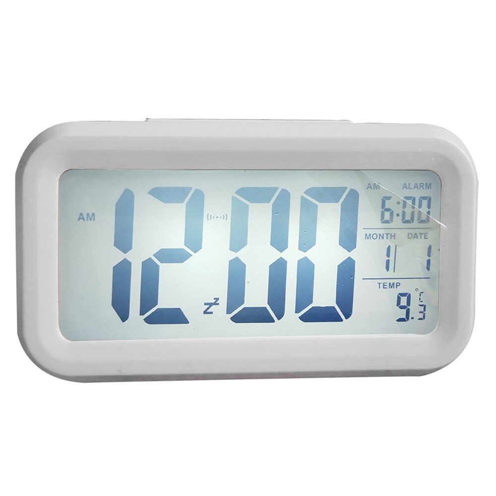 Battery Digital Alarm Clock Large LCD Display Light Sensor Nightlight Multifunction Snooze Kids Office Table Clock