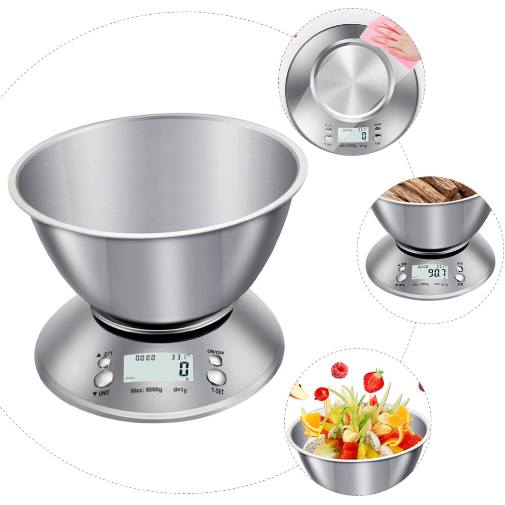 1pc Stainless Steel Food Scale Digital Kitchen Scale Weight Scale kitchen Measuring Tools(Battery)