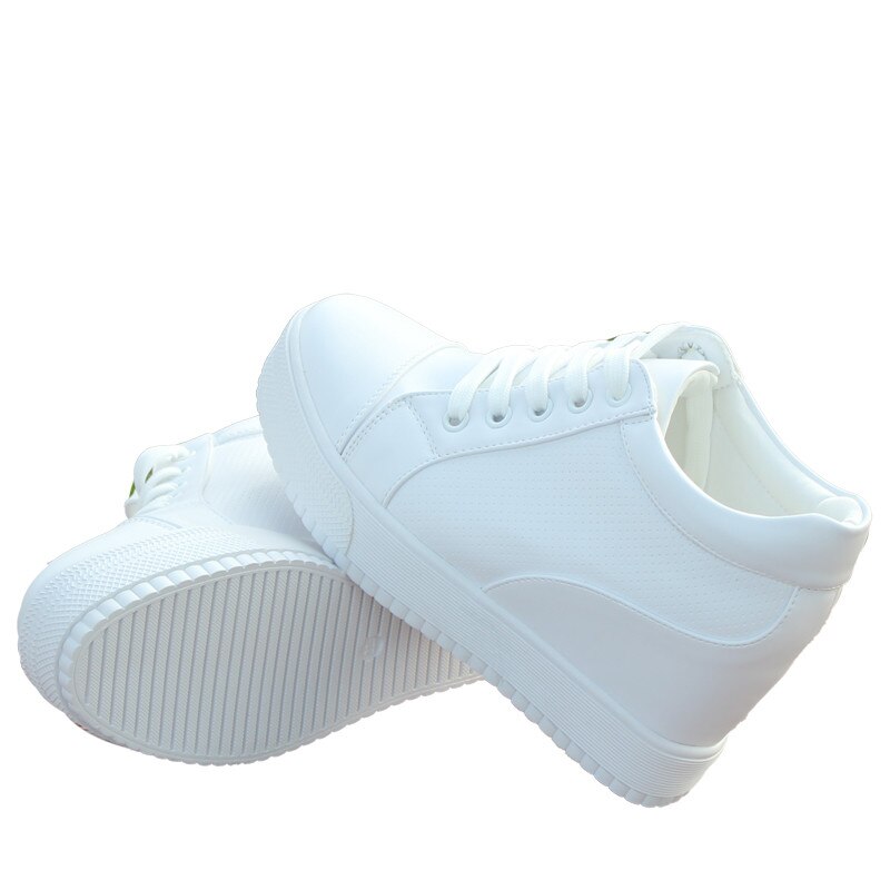Vita dolda kilklackar sneakers fritidsskor kvinna höga platåskor kvinnors höga klackar kilskor för kvinnor