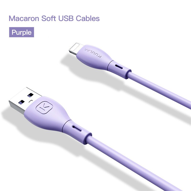 Kuulaa Vloeibare Siliconen Kabel Voor Iphone 11 Pro Max X Xr Xs 8 7 6 6S 5 5S se Ipad Opladen Charger Cord Draad Voor Iphone Kabel: Purple / 1m