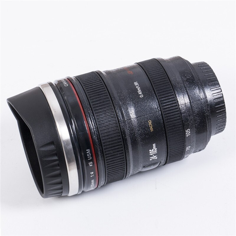 Neue 24-105MM Objektiv THERMOS Kamera Reise Kaffee Tee Tasse Becher Objektiv Kreative Tasse Edelstahl Gebürstet Liner schwarz