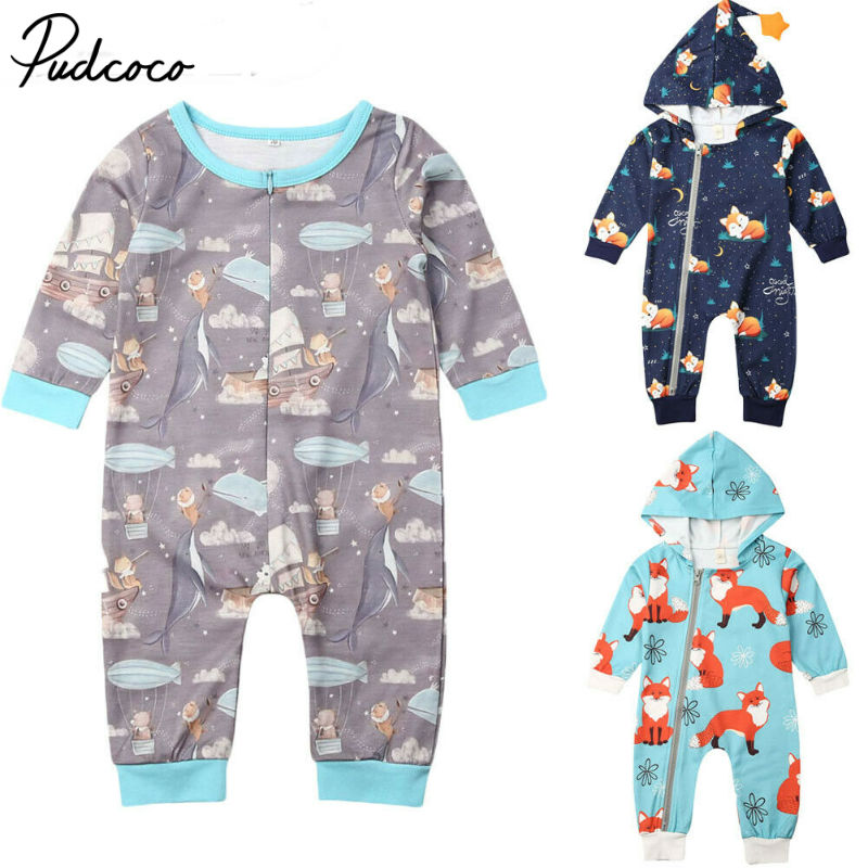 pudcoco Baby Rompers Winter Warm Long sleeve Coral Fleece Newborn Baby Boy Girl Clothes Infant Jumpsuit Animal Overall Pajamas