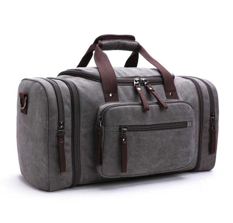 Borsa da viaggio in tela borsa da viaggio per il tempo libero di grande capacità moda borsa da viaggio a tracolla per esterno: Gray