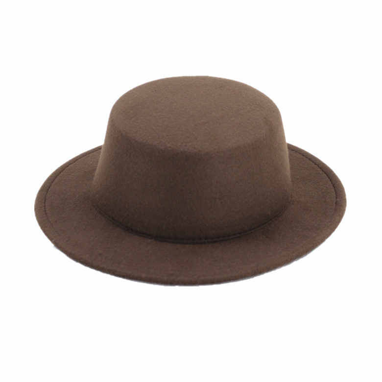 Children Kids Top Fedoras Hat Felt Vintage Gentleman Bucket Hat Wedding Party Festival Caps Craft 18colors Cosplay Costume: coffee color