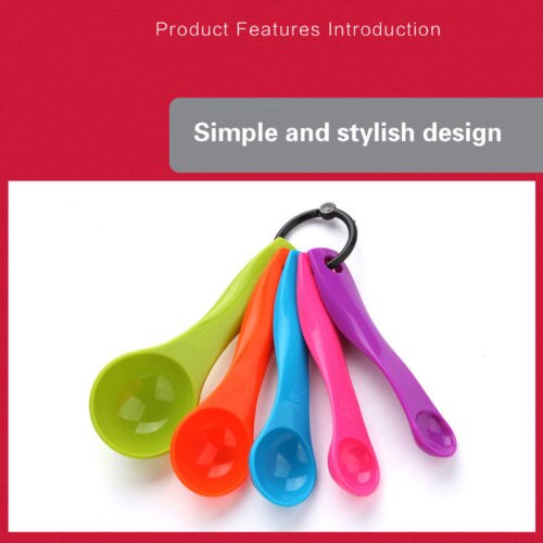 US 5Pcs Colorful Plastic Measuring Spoon Set Kitchen Utensil Cooking Baking Tool