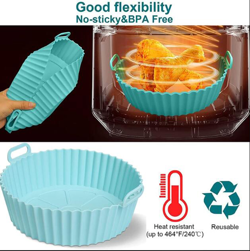 Revestimientos de silicona para freidora de aire, cesta, contenedor reutilizable, accesorios, bandeja para horno, Pizza, pollo frito, molde Protector para hornear, herramienta de cocina