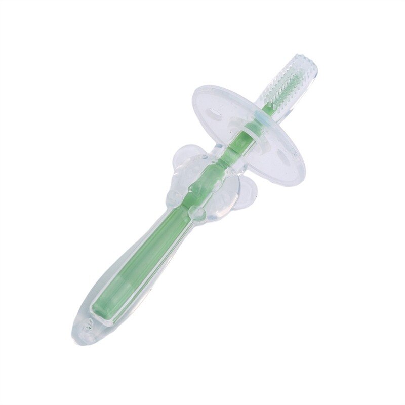 1 unidad de cepillo de dientes de silicona suave para niños, cepillo Dental para cuidado bucal, cepillo Dental para bebés, cepillo Dental para niños, artículos para bebés: Green
