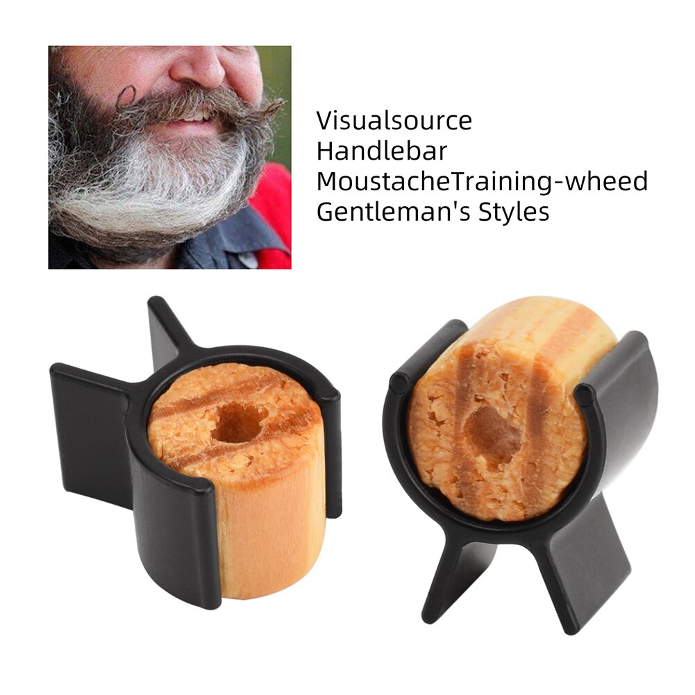 2pcs Men Mustache Curler Roller Wooden Silicone Handle Beard Curling Shaping Styling Tools Salon Mustache Curling