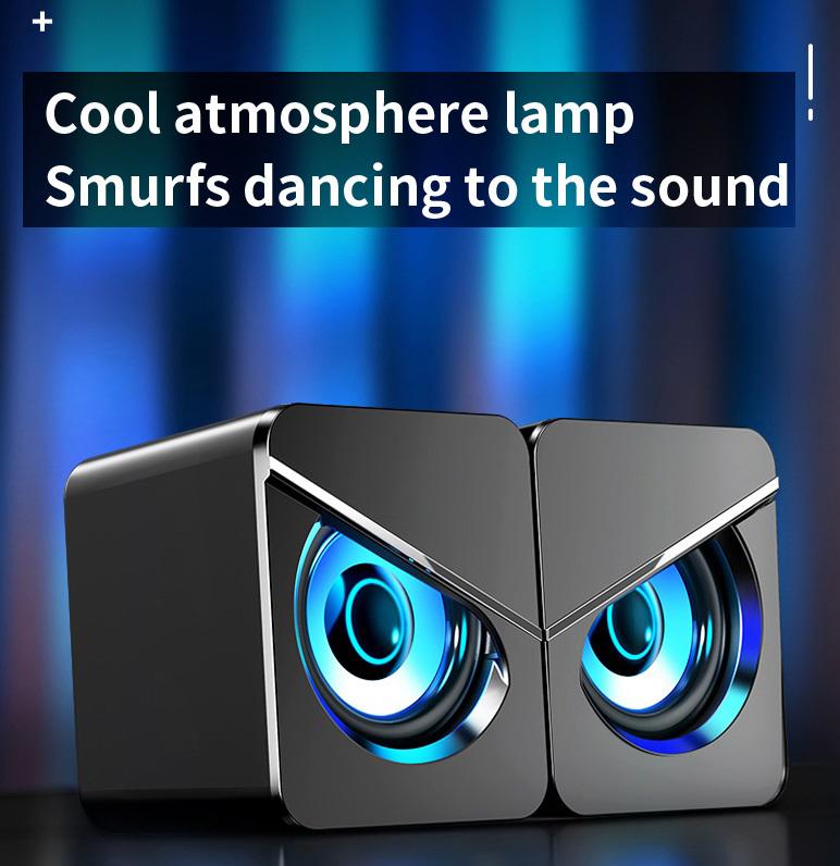 1 Pair Computer Speakers LED Colorful Luminous Wired Gaming Mini Speaker Desktop Laptop Accessory