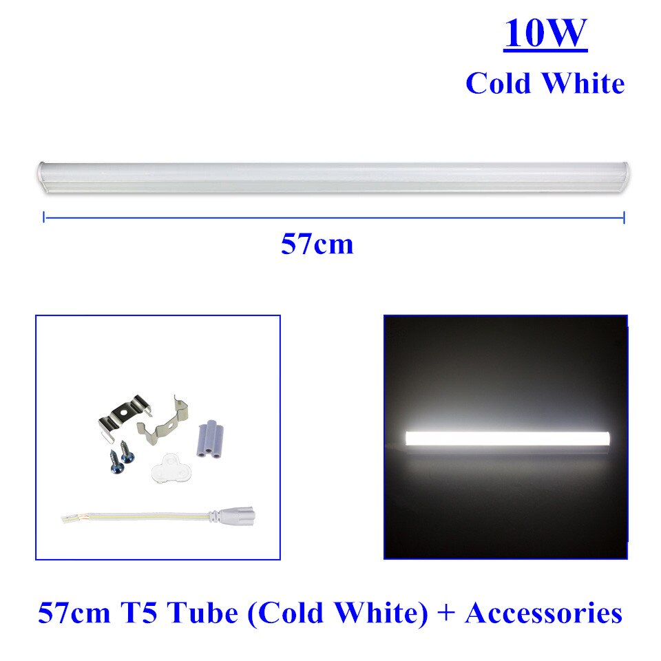 T5 LED lamp 220V-240V 6W 10W LED Tube light Bulb 29CM 57CM T5 light LED Fluorescent Tube Decoration Kitchen Cabinet lighting: 10W Tube Cold White