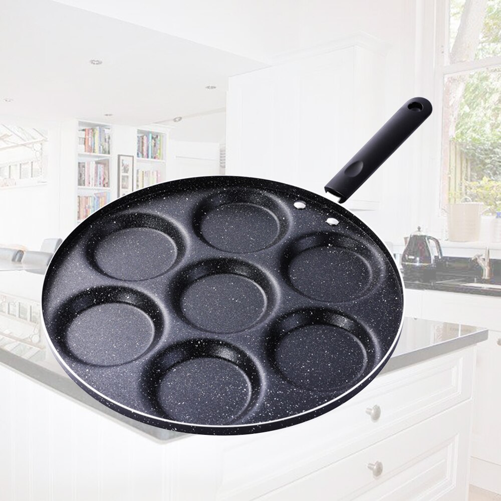 7 Holes Frying Pot Wear-Resistant Heat-resistant Sturdy Durable Non-stick Egg Pencake Steak Pan Healthy Breakfast Egg Ham Pans