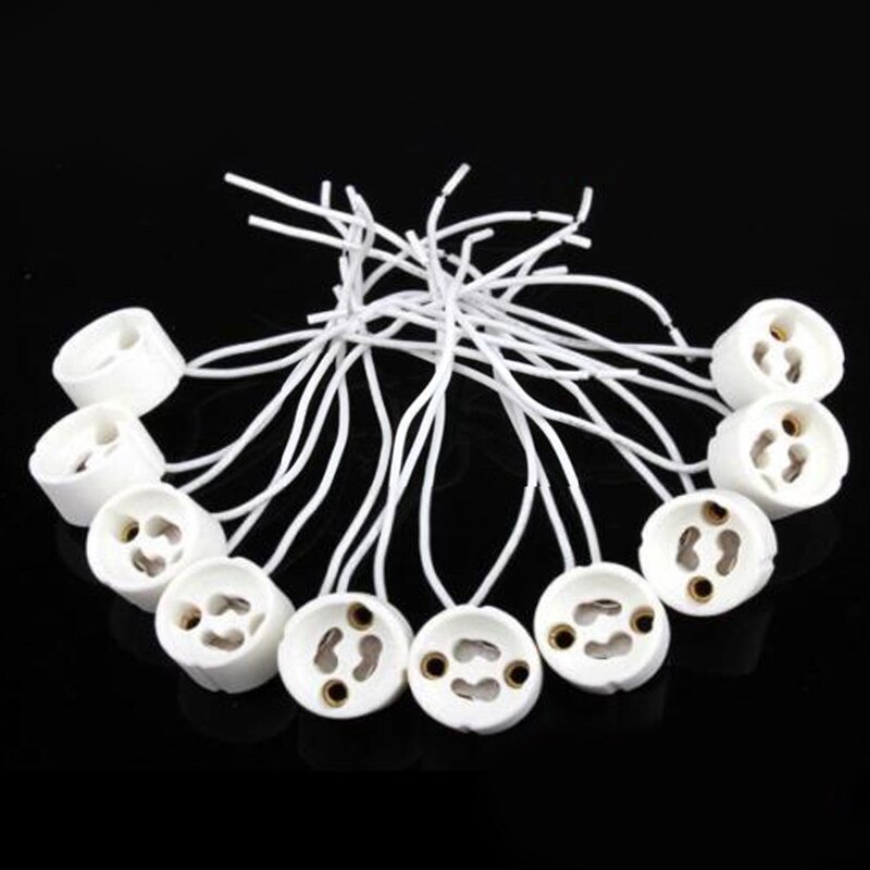 10Pcs GU10 Keramische Socket Houder Lamp Halogeen Lamp Wire Connector Fitting Base