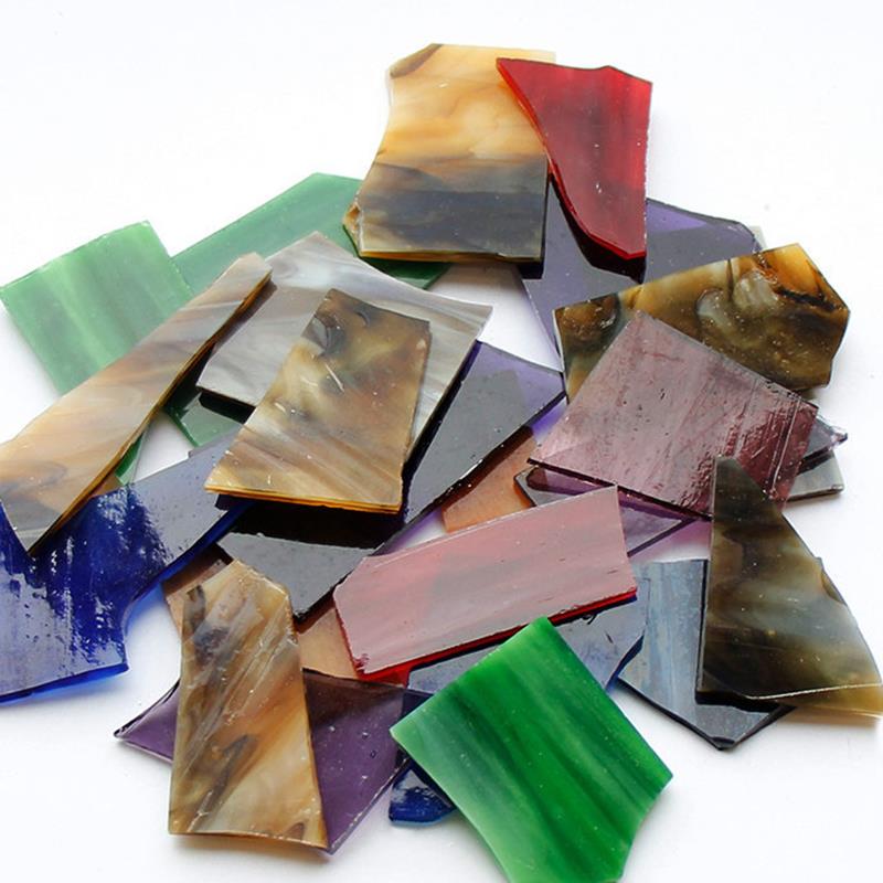 100G Onregelmatige Kerk Mica Glasmozaïek Transparante Gebroken Glas Stukken Voor Craft Diy Muur Decoratieve Mozaïek Materialen