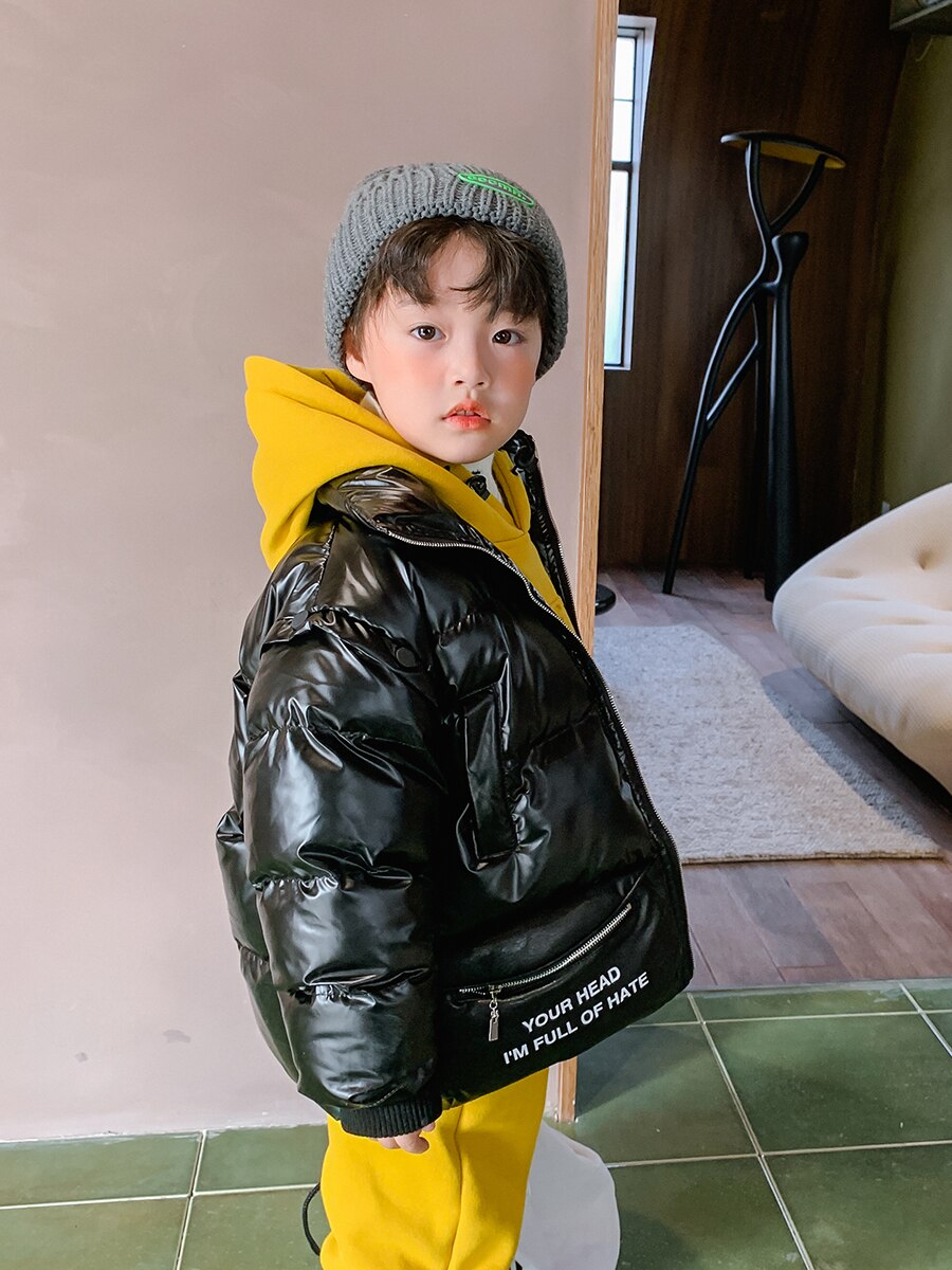 Boy's Sleeve Detachable Cotton-Padded Clothes Stand Collar Windproof Coat Korean Style Cotton Jacket Children's Clothing