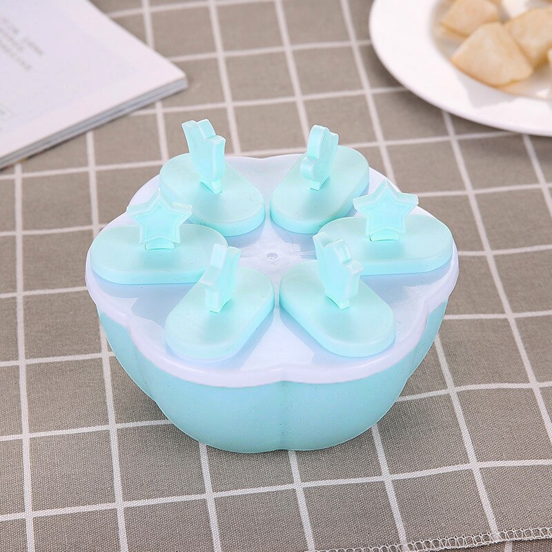 Molde de silicona para helados de gran tamaño, 4 celdas, para postres caseros, congelador, frutas y zumos: Blue Round 6 pcs
