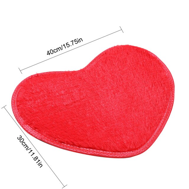 1pcs Floor Mats Cute Heart Shape Carpet Non-slip Shaggy Carpets Kitchen Bathroom Rugs Home Decor 30x40cm: Red