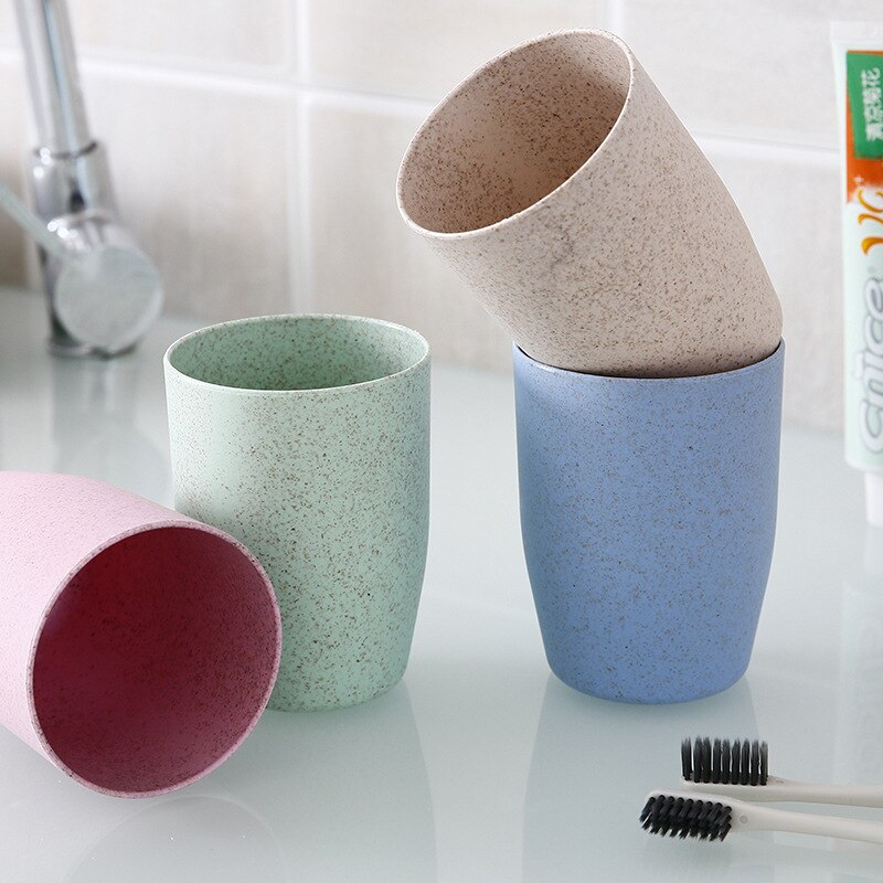 Gobelet de brosse à dents Portable Simple, 1 pièce, matériel de paille de blé, tasse de bain de bouche pour amoureux