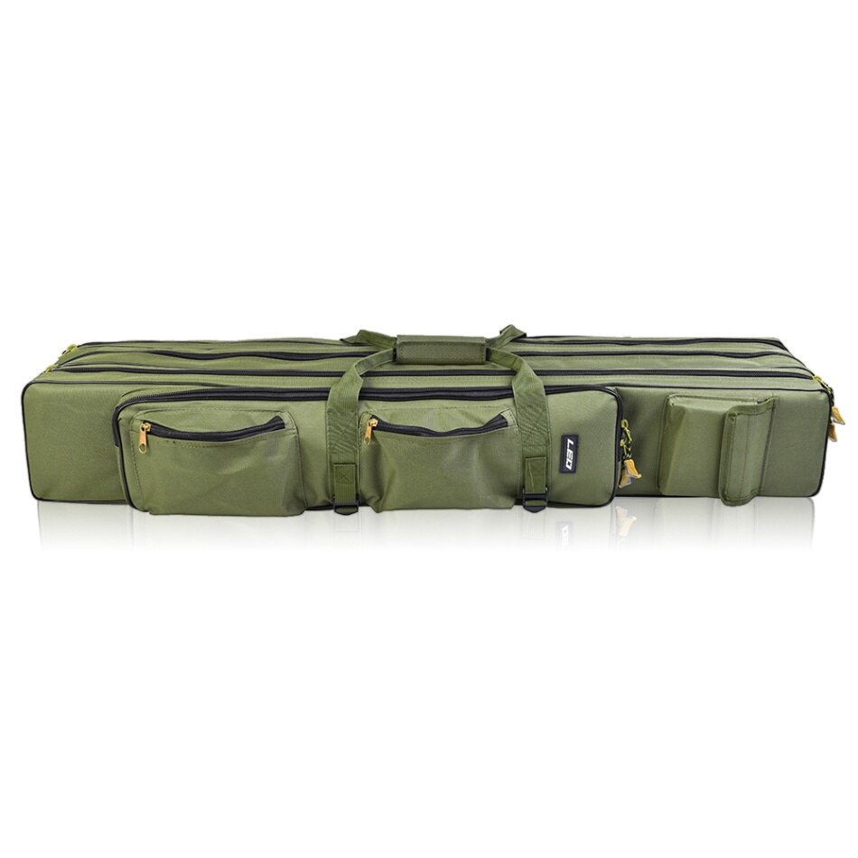 Outdoor 3 Layer Fishing Bag Backpack 80cm/100cm Fishing Rod Reel Case Carrier Bag Fishing Pole Tackle Bag Carry Case Travel Bag: Army green 100cm