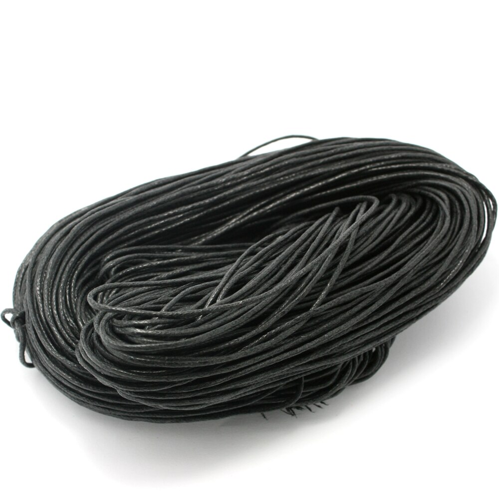 Cordon de serrage en coton ciré 1.5mm | 60 m/lot, collier de corde en perle ciré, fabrication de Bracelet et d'accessoires de couture, bijou à bricoler et soi-même: Black