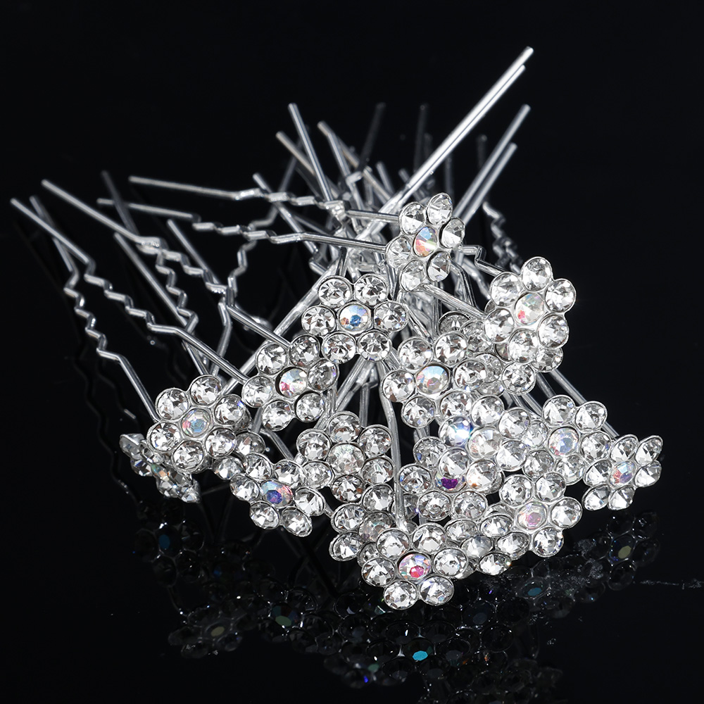 Kolor srebrny perła Rhinestone ślubne grzebienie do włosów akcesoria do włosów dla kobiet akcesoria ozdoby do włosów biżuteria ozdoba ślubna do włosów: 20Pcs 11