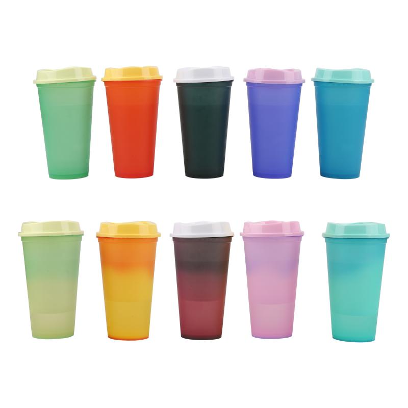 5pcs Color Changing Reusable Cold Cup Tumblers Reusable Discoloration Bottle With Straw Drinkware Plastic My Drink Bottle