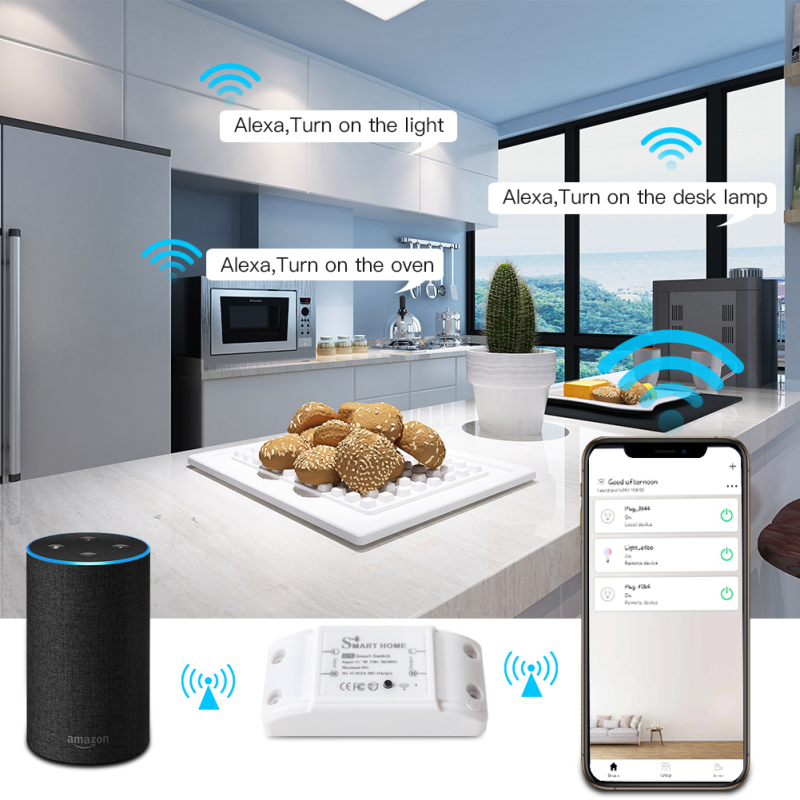 10A 90-250V Wifi Smart Light Switch Smart Home Universal Breaker Moudle Timer Voice Control Work With HomeKit Alexa Google Home