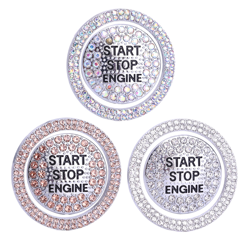 Auto Ein-Start-Taste Diamant Dekoration Aufkleber Innen Zündung Starter Schalter 3D Ring Strass Bling BlingSticker