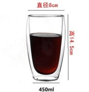 Vasos dobles, tazas de café, aislamiento para bebidas, vidrio de doble pared, taza de té, artículos para beber, tazas de cocina para el hogar: Un -450ml