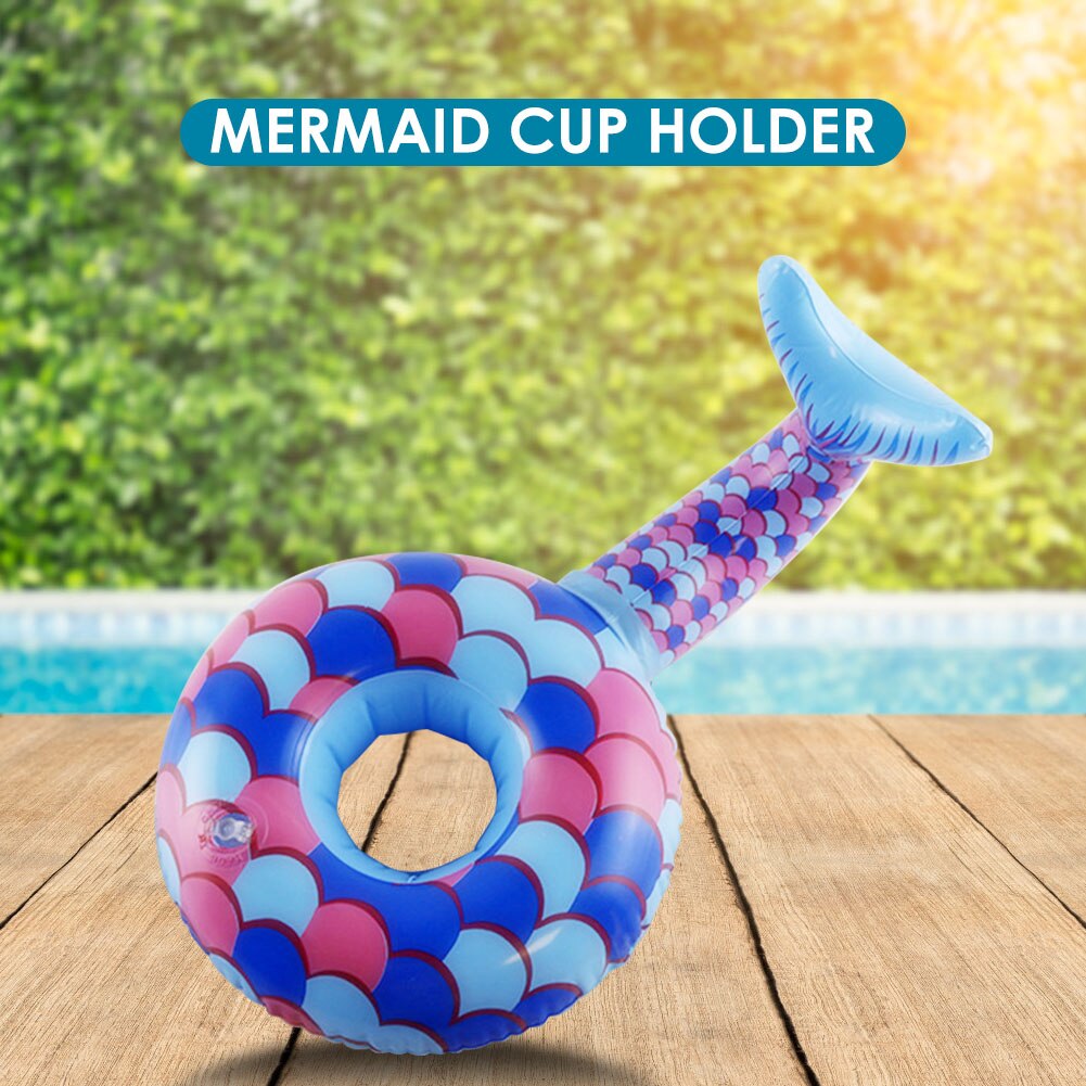 Floatation Devices Toy Drink Holder Summer Swim Pool Floating Inflatable Water Drink Cup Fish Tail Holder Float Toy