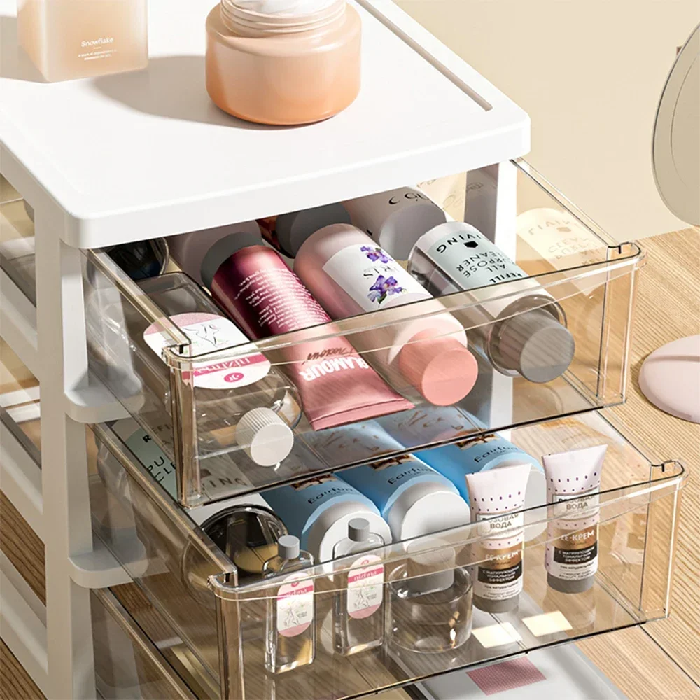 2-6 Layers small Desktop Storage Box with Drawer Heightened Table Organizer Plastic Office storage cabinet for home Stationery