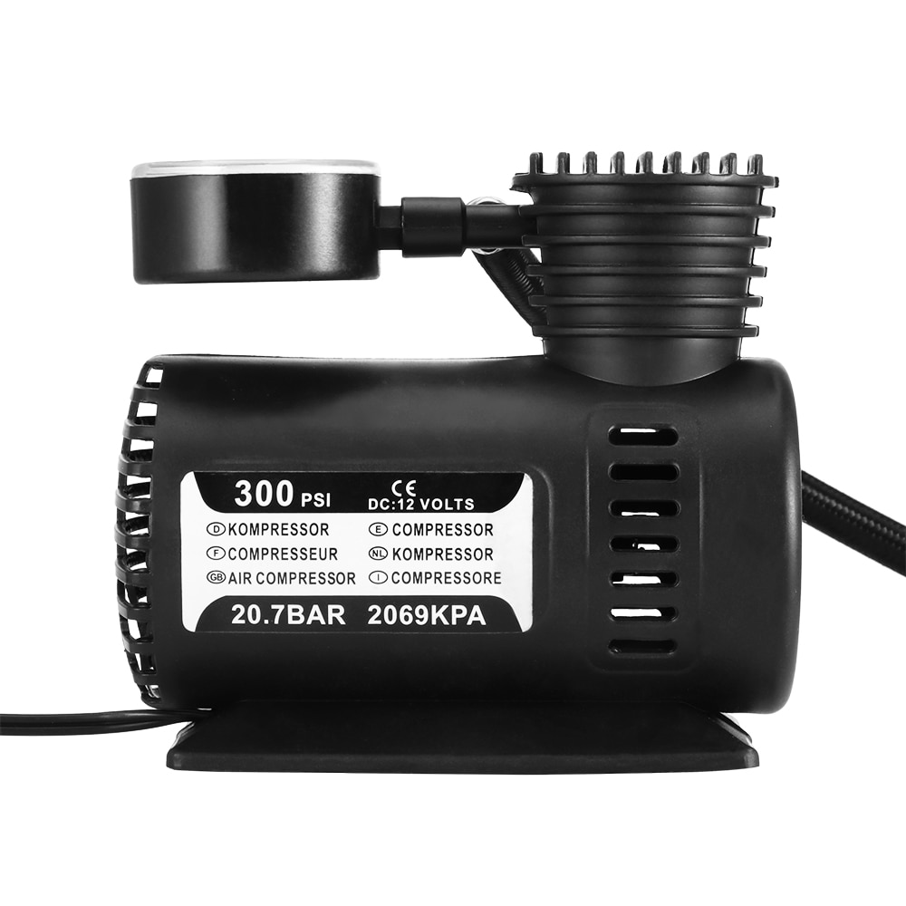 Dc 12v 300 psi bildekk inflator automatisk luftkompressor dekkpumpe med trykkmåler til bilsykkel ball gummijolle